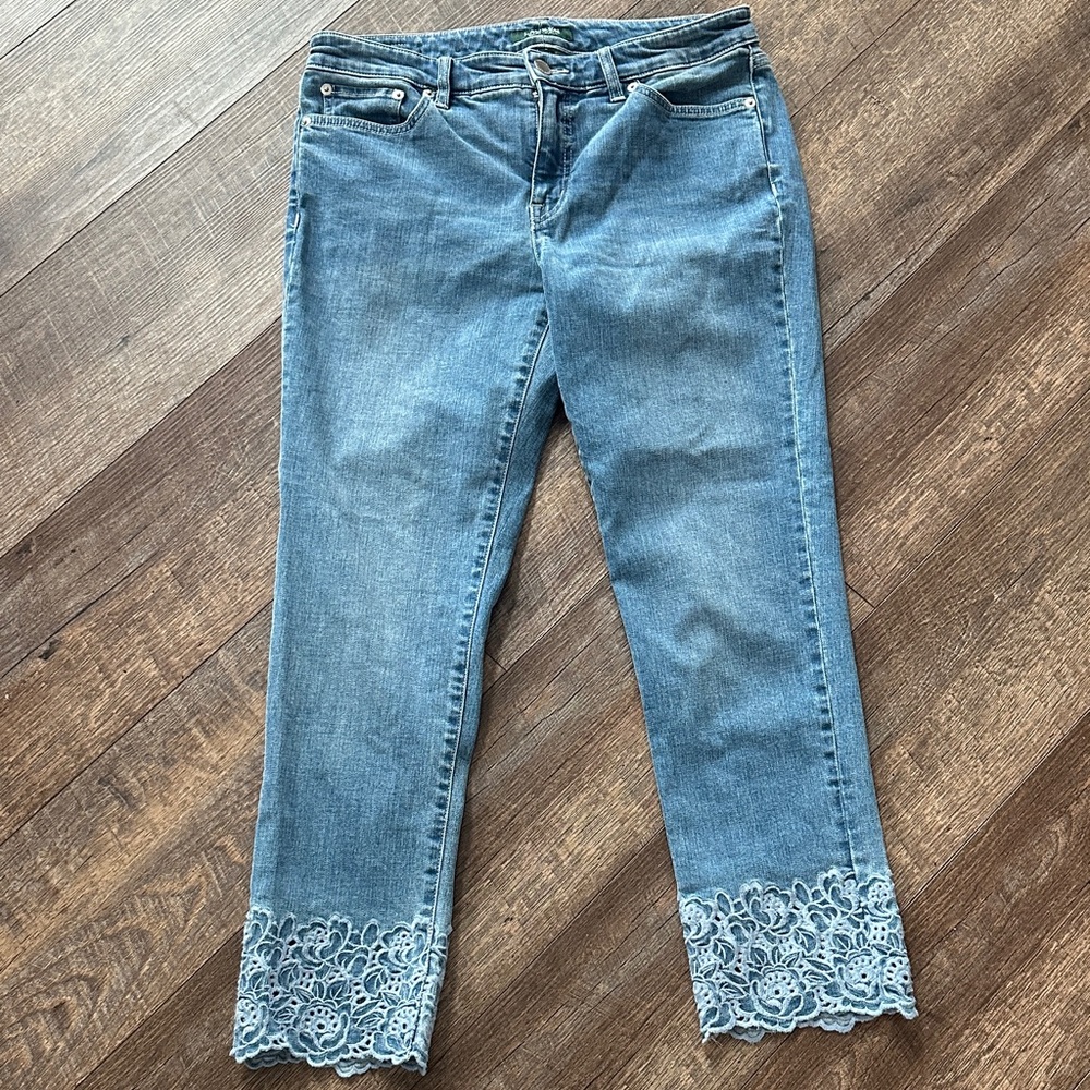 Ralph Lauren premier straight Cropped Jeans with embroidered Detail - Picture 4 of 12